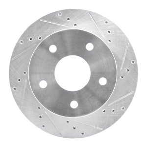 Dodge Ram 1500 Brake Rotor (1) - Front Right - R1 Concepts - Drilled & Slotted - Silver - `00-`01